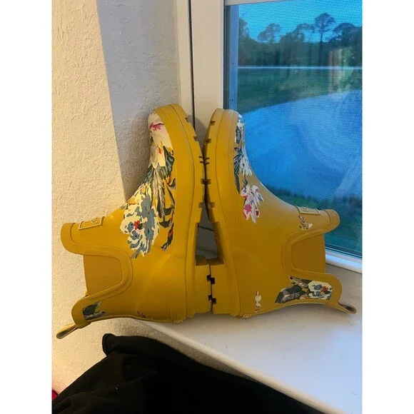 Joules Wellibob Women’s Rain Boots in Yellow Floral Design Size US 9 EU 40/41 - Picture 11 of 12
